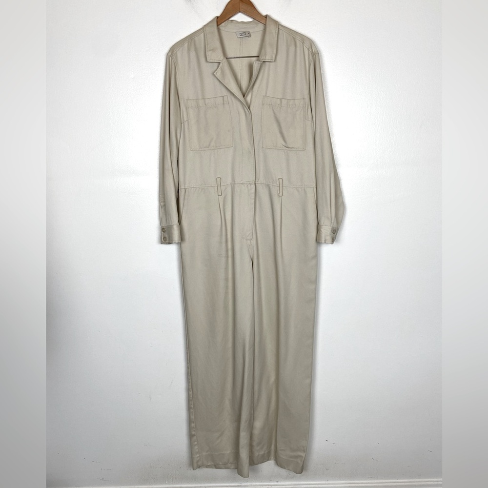 AYR Women's Jumpsuit XL Cream Long Sleeves Front Pockets‎ Space Utility Lyocell